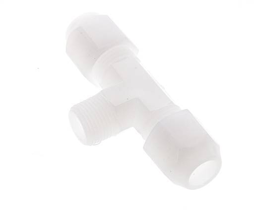 10x12mm & R3/8'' PVDF T-Shape Hose Fitting with Male Threads 10bar/145psi