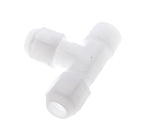 10x12mm & R1/2'' PP Right Angle Tee Hose Fitting with Male Threads 10bar/145psi