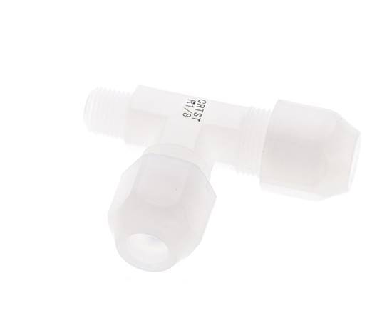 6x8mm & R1/8'' PVDF Right Angle Tee Hose Fitting with Male Threads 10bar/145psi