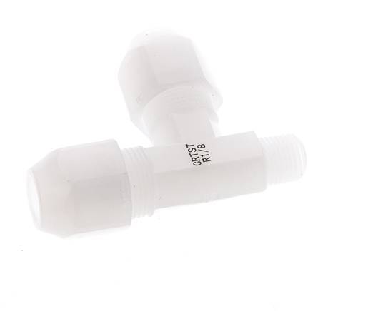 6x8mm & R1/8'' PVDF Right Angle Tee Hose Fitting with Male Threads 10bar/145psi