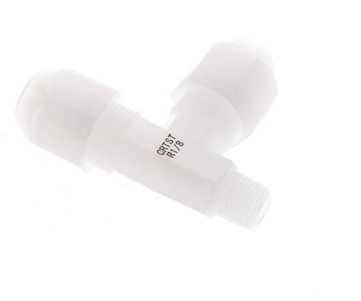 6x8mm & R1/8'' PVDF Right Angle Tee Hose Fitting with Male Threads 10bar/145psi