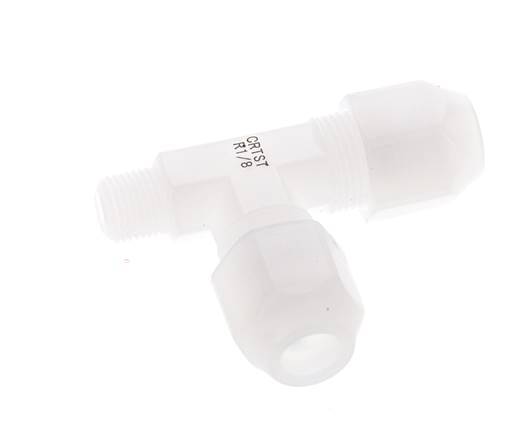 6x8mm & R1/8'' PVDF Right Angle Tee Hose Fitting with Male Threads 10bar/145psi