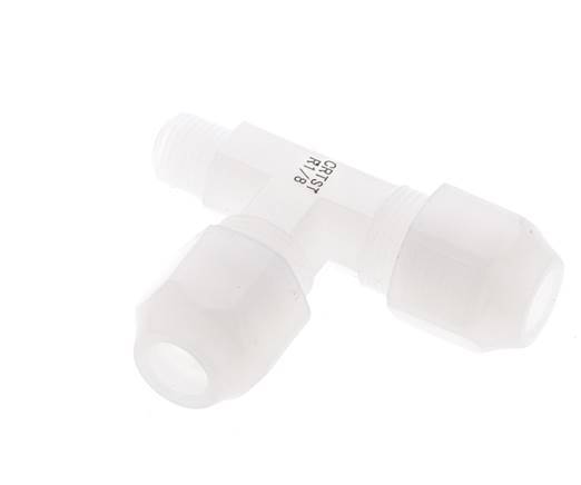 6x8mm & R1/8'' PVDF Right Angle Tee Hose Fitting with Male Threads 10bar/145psi