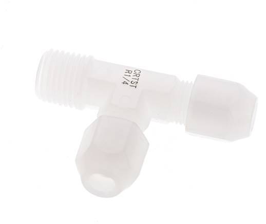 4x6mm & R1/4'' PVDF Right Angle Tee Hose Fitting with Male Threads 10bar/145psi