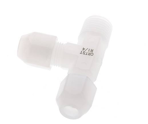 4x6mm & R1/4'' PVDF Right Angle Tee Hose Fitting with Male Threads 10bar/145psi