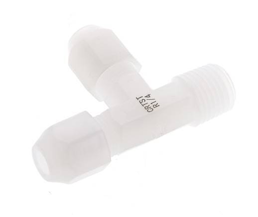 4x6mm & R1/4'' PVDF Right Angle Tee Hose Fitting with Male Threads 10bar/145psi