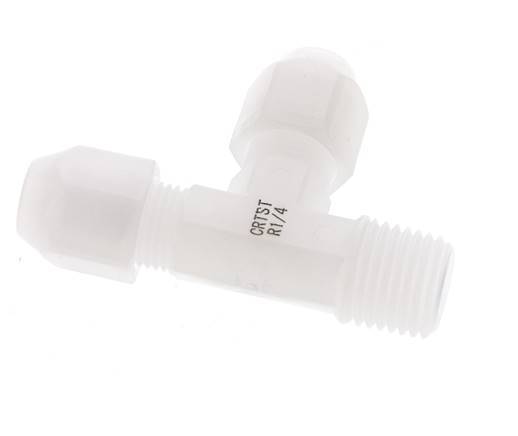 4x6mm & R1/4'' PVDF Right Angle Tee Hose Fitting with Male Threads 10bar/145psi