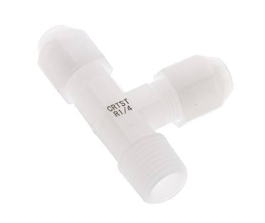 4x6mm & R1/4'' PVDF Right Angle Tee Hose Fitting with Male Threads 10bar/145psi