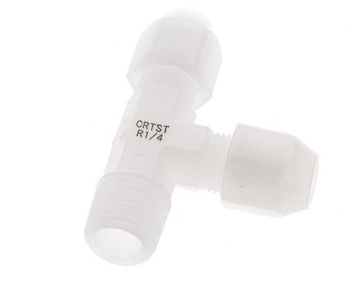 4x6mm & R1/4'' PVDF Right Angle Tee Hose Fitting with Male Threads 10bar/145psi