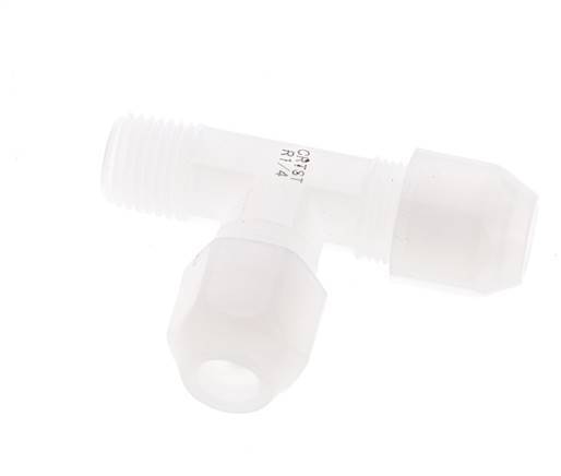 6x8mm & R1/4'' PVDF Right Angle Tee Hose Fitting with Male Threads 10bar/145psi