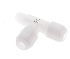 8x10mm & R1/4'' PVDF Right Angle Tee Hose Fitting with Male Threads 10bar/145psi