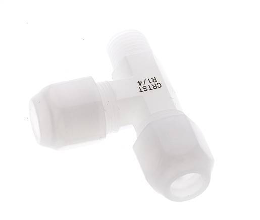 8x10mm & R1/4'' PVDF Right Angle Tee Hose Fitting with Male Threads 10bar/145psi