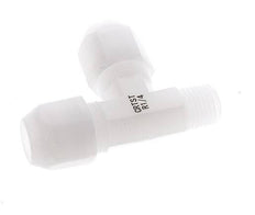 8x10mm & R1/4'' PVDF Right Angle Tee Hose Fitting with Male Threads 10bar/145psi