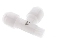 8x10mm & R1/4'' PVDF Right Angle Tee Hose Fitting with Male Threads 10bar/145psi