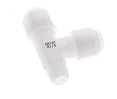 8x10mm & R1/4'' PVDF Right Angle Tee Hose Fitting with Male Threads 10bar/145psi