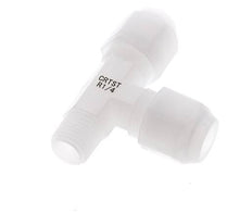 8x10mm & R1/4'' PVDF Right Angle Tee Hose Fitting with Male Threads 10bar/145psi