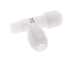 8x10mm & R1/4'' PVDF Right Angle Tee Hose Fitting with Male Threads 10bar/145psi