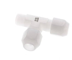 10x12mm & R3/8'' PVDF Right Angle Tee Hose Fitting with Male Threads 10bar/145psi