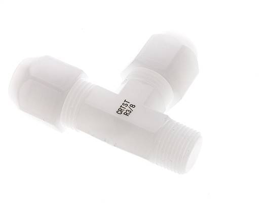 10x12mm & R3/8'' PVDF Right Angle Tee Hose Fitting with Male Threads 10bar/145psi