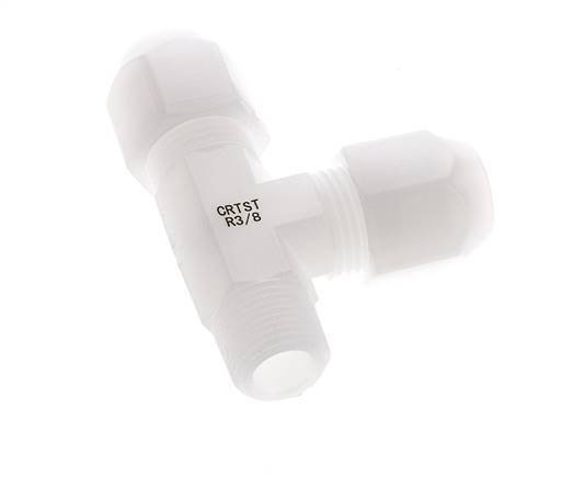 10x12mm & R3/8'' PVDF Right Angle Tee Hose Fitting with Male Threads 10bar/145psi