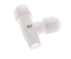 10x12mm & R3/8'' PVDF Right Angle Tee Hose Fitting with Male Threads 10bar/145psi
