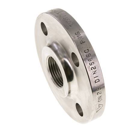 Threaded Flange DN25-PN16 Rp 1'' Stainless Steel 1.4571 DIN 2566