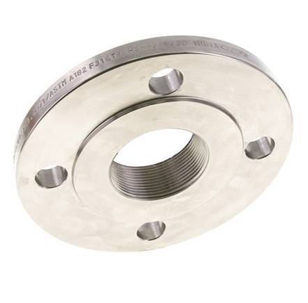 Threaded Flange DN50-PN16 Rp 2'' Stainless Steel 1.4571 DIN 2566 And EN 1092-1 (Type 13)