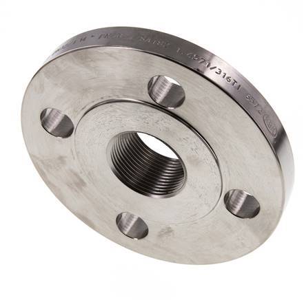 Threaded Flange DN65-PN16 (EN) Rp 2-1/2'' Stainless Steel 1.4571 EN 1092-1 (type 13)