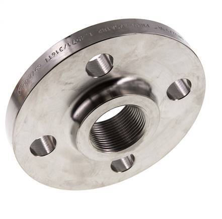 Threaded Flange DN65-PN16 (EN) Rp 2-1/2'' Stainless Steel 1.4571 EN 1092-1 (type 13)