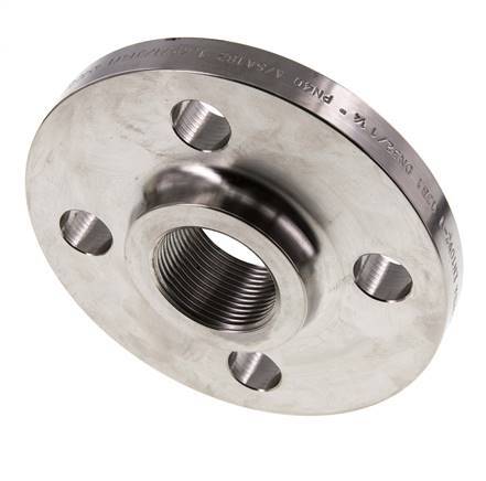 Threaded Flange DN15-PN16 (EN) Rp 1/2'' Stainless Steel 1.4571 EN 1092-1 (type 13)