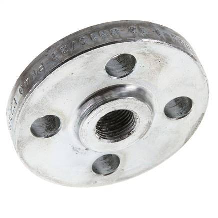 Threaded Flange DN15-PN40 Rp 1/2'' Zinc-Plated Steel DIN 2567 And EN 1092-1 (Type 13)