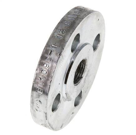 Threaded Flange DN15-PN40 Rp 1/2'' Zinc-Plated Steel DIN 2567 And EN 1092-1 (Type 13)