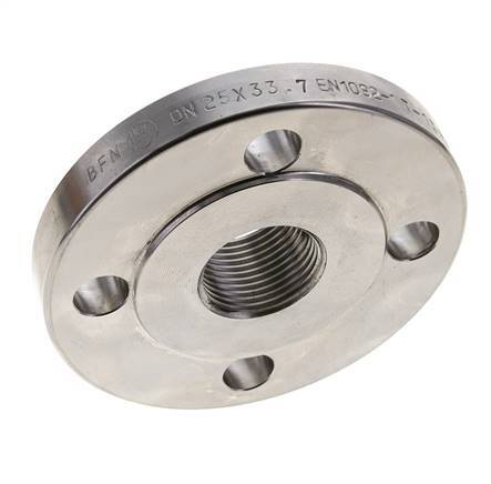 Threaded Flange DN25-PN40 Rp 1'' Stainless Steel 1.4571 EN 1092-1 (type 13)