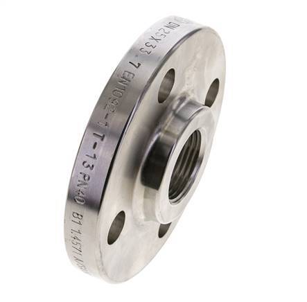 Threaded Flange DN25-PN40 Rp 1'' Stainless Steel 1.4571 EN 1092-1 (type 13)