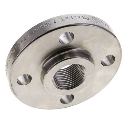 Threaded Flange DN25-PN40 Rp 1'' Stainless Steel 1.4571 EN 1092-1 (type 13)