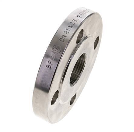 Threaded Flange DN25-PN40 Rp 1'' Stainless Steel 1.4571 EN 1092-1 (type 13)