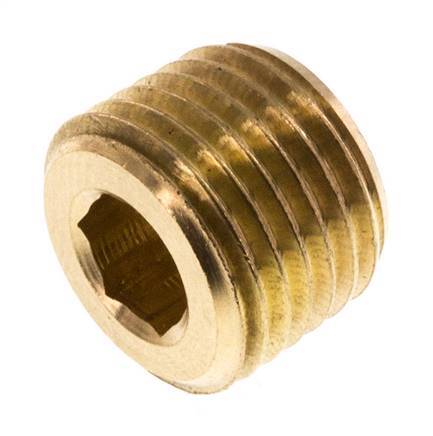 1/4'' Brass Closing plug with Inner Hex without collar 16 Bar [10 Pieces]