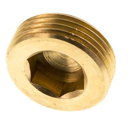 Tapón de cierre de latón de 1'' con hexágono interior sin cuello 16 Bar