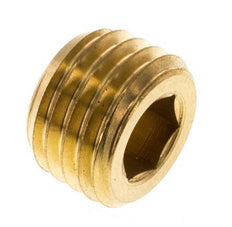 M12x1.5 Brass Closing plug with Inner Hex without collar (conical) 16 Bar [10 Pieces]