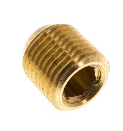 M8x0.75 Brass Closing plug with Inner Hex without collar (conical) 16 Bar [10 Pieces]