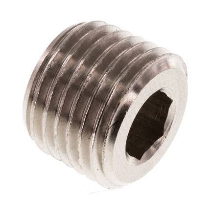 1/4'' Nickel plated Brass Closing plug with Inner Hex without collar 16 Bar [10 Pieces]