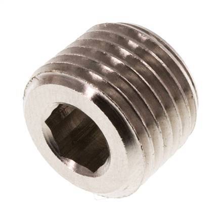 1/4'' Nickel plated Brass Closing plug with Inner Hex without collar 16 Bar [10 Pieces]