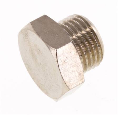 G 1/8'' Nickel plated Brass Closing plug with Outer Hex 16 Bar [10 Pieces]