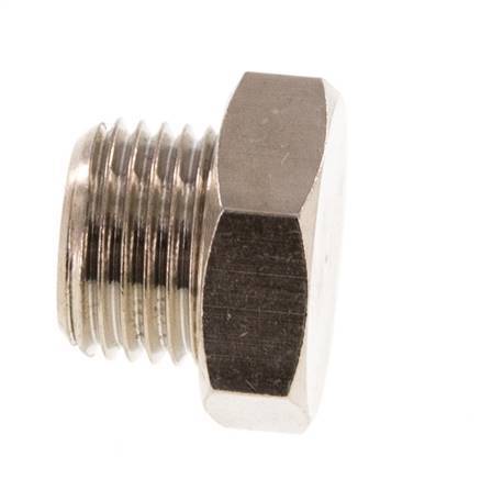 G 1/8'' Nickel plated Brass Closing plug with Outer Hex 16 Bar [10 Pieces]