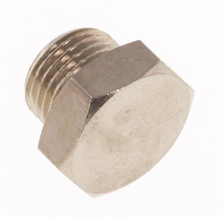 G 1/8'' Nickel plated Brass Closing plug with Outer Hex 16 Bar [10 Pieces]