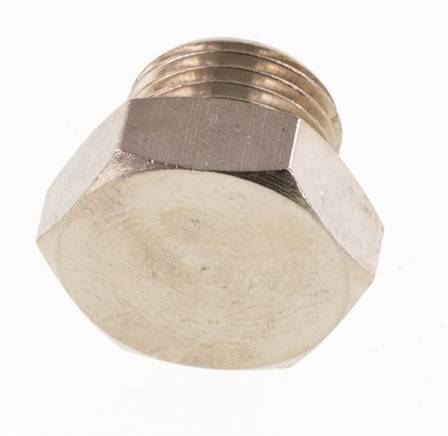 G 1/8'' Nickel plated Brass Closing plug with Outer Hex 16 Bar [10 Pieces]