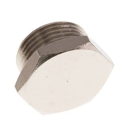 G 3/4'' Nickel plated Brass Closing plug with Outer Hex 16 Bar [2 Pieces]