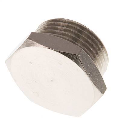 G 3/4'' Nickel plated Brass Closing plug with Outer Hex 16 Bar [2 Pieces]