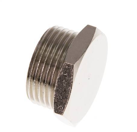 G 3/4'' Nickel plated Brass Closing plug with Outer Hex 16 Bar [2 Pieces]