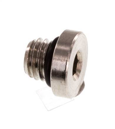M5 Nickel plated Brass Closing plug with Inner Hex and NBR Seal 16 Bar [10 Pieces]
